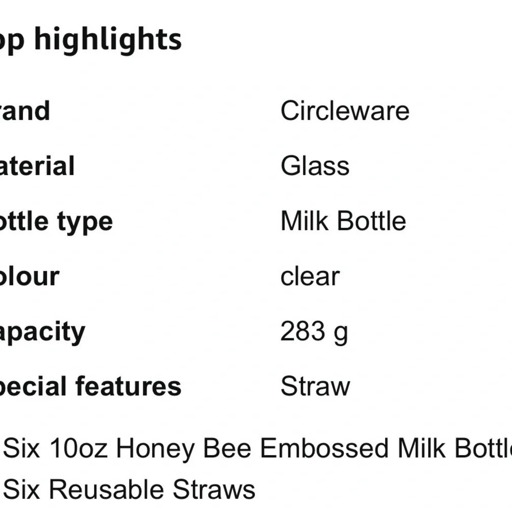 Honey Bee Embossed Milk Bottle Set with Straws